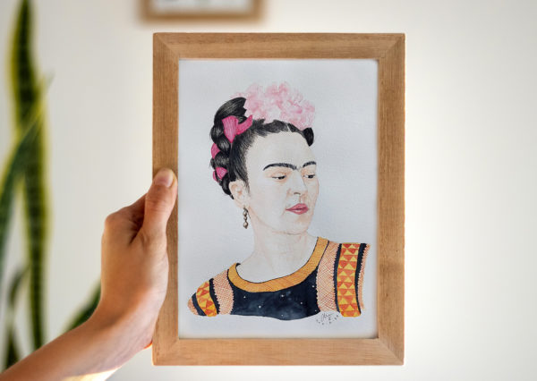 Frida Kahlo portrait unique à l'aquarelle
